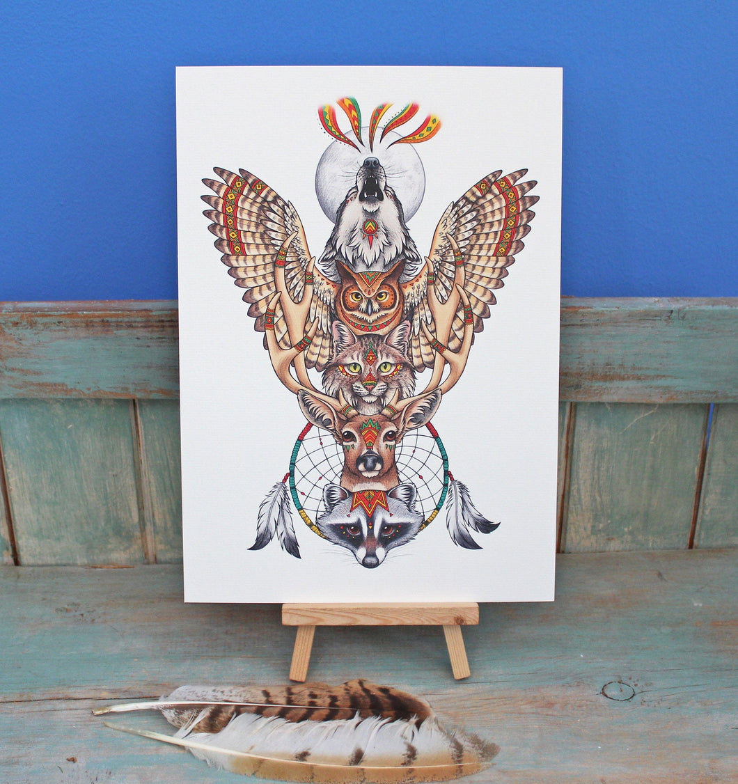 Totem Illustration A3 Print