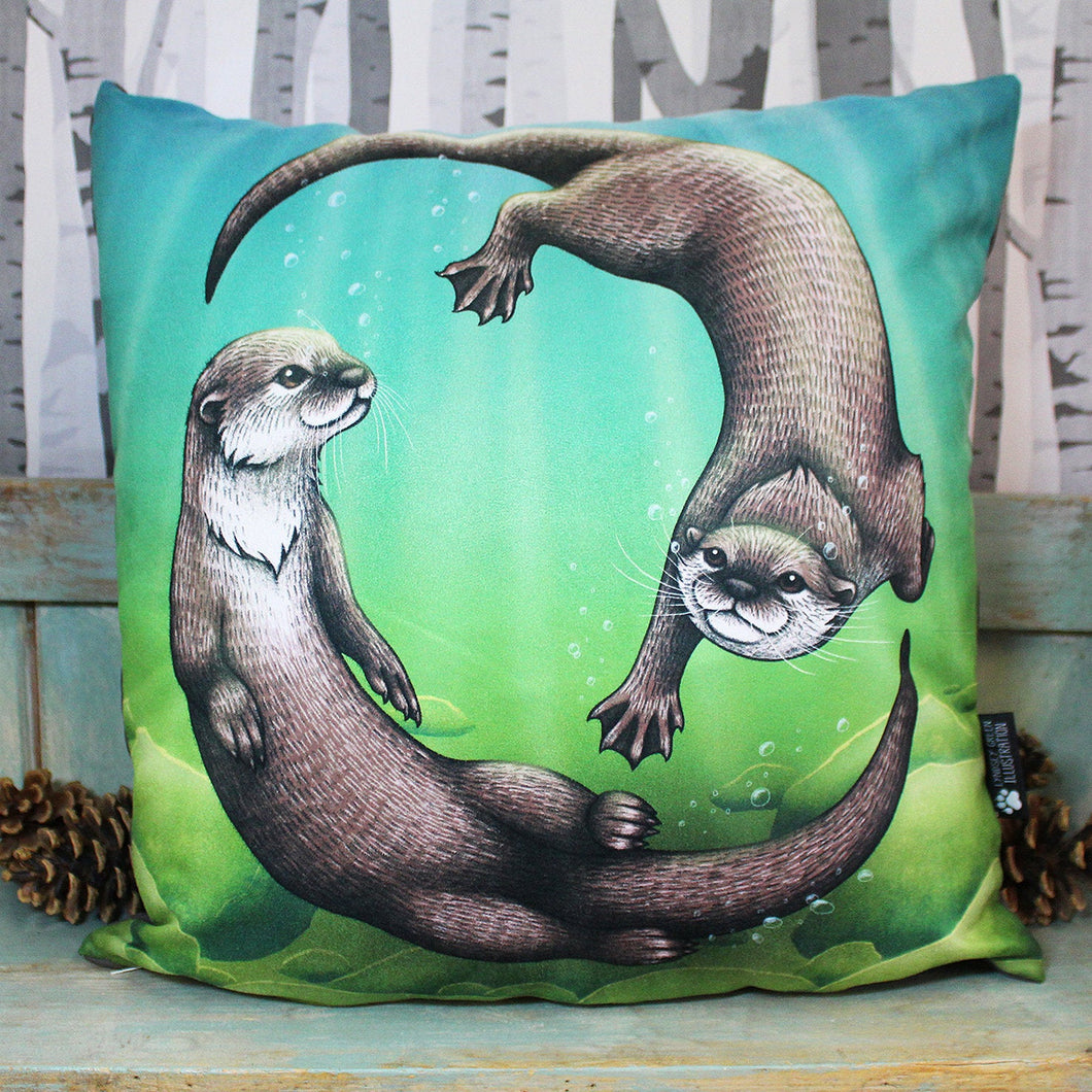 Asian Small-Clawed Otters Throw Pillow