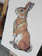 Load image into Gallery viewer, Bran the Bunny ~ Rabbit Illustration A4 Print
